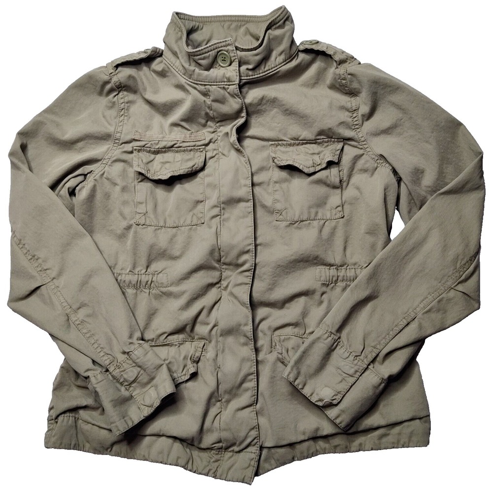 GAP Women Small Olive Drab Cotton Long Sleeve Military Utility Jacket